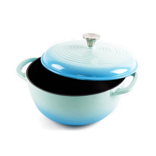 AILIBOO Enameled Cast Iron Dutch Oven Pot with Lid - 3.7 QT Long-Lasting Non-Stick Enamel Coated Dutch Oven for Braising, Stews, Roasting, Baking, Safe across All Cooktops, Gradient Blue,inside black