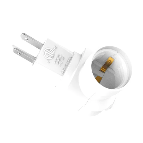 Borju Plug in Light Socket, Outlet to Socket Adapter, 360° Rotatable Plug with On/Off Switch, ETL Listed, White