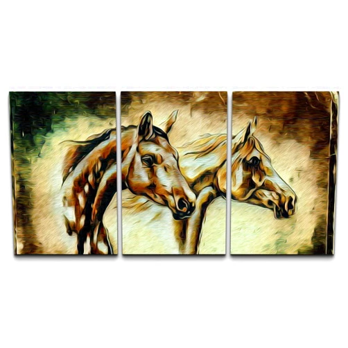 wall26 Canvas Print Wall Art Set Geometric Wave Horse Side Profile Sketch Animals Wildlife Illustrations Modern Art Rustic Relax/Calm Wilderness for Living Room, Bedroom, Office - 16