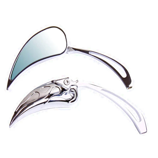 MotorToGo 1 Pair Chrome CNC Tear Drop Motorcycle Rear View Mirrors Compatible for 2014 Harley-Davidson Dyna Switchback FLD