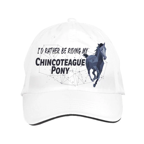 Makoroni - I'd Rather BE Riding My Chincoteague Pony Hat Adjustable Cap, DesL46 White
