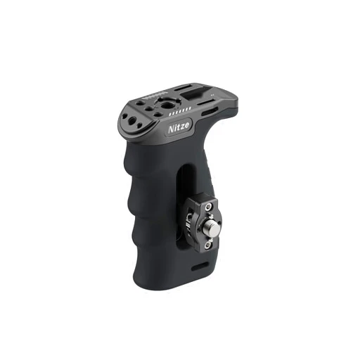Nitze Ergonomic Side Handle with 3/8” Screw and Detachable Locating Pins for ARRI, Up/Down and Left/Right Adjustable, Rubberized Aluminum Locating Side Handle- PA29E