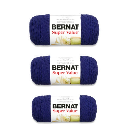 Bernat Super Value Yarn, 3 Pack, Denim Heather 3 Count