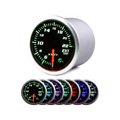 AFA Motors 2'' 52mm Exhaust Gas Temp Gauge Universal 7 Color LED Temperature EGT Gauge Meter with Sensor 12V