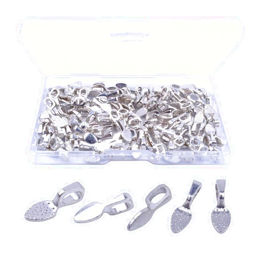 Hendevl 120 Pcs Oval Spoon Scrabble Glue On Flat Rocks Earring Pad Bails for Fitting Glass Cabochon Tiles Necklaces Pendants with 1Pcs Box,DIY Jewelry Making
