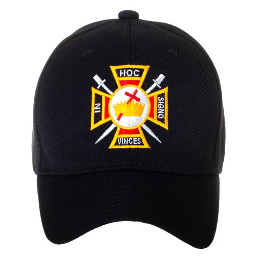 Artisan Owl in Hoc Signo Vinces Knights Templar Masonic Embroidered Black Adjustable Baseball Cap