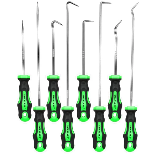 SWANLAKE GARDEN TOOLS 8-Piece Mini Hook and Pick Set, 4PCS 8.6'' & 4PCS 5.7'' Precision Automotive Picks Tools Set for Car Auto Oil Seal, Mechanic Lock Picking Kit, Puller Remover Tools