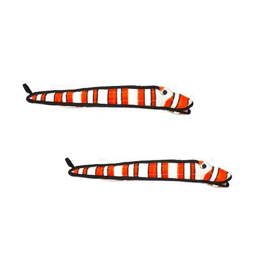 TUFFY - World's Tuffest Soft Dog Toy - Ocean Eel-Multiple Layers. Made Durable, Strong & Tough. Interactive Play (Tug, Toss & Fetch). Machine Washable & Floats (2 Pack)