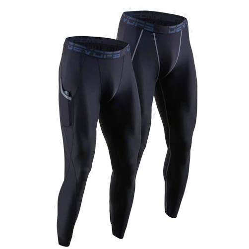 DEVOPS 2 or 3 Pack Men's Compression Pants Athletic Leggings with Pocket/Non-Pocket