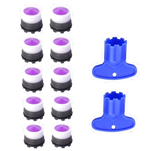 QLXHBOT 10Pcs Faucet Aerator M16.5, Aerator Replacement for Sink Faucet Flow Restrictor, Kitchen Cache Aerators Bathroom Sink Aerator with 2 Pcs Key Removal Wrench Tool (16.5 MM)