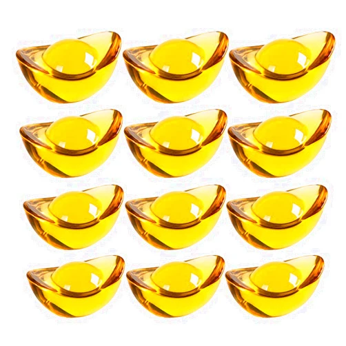 NUOBESTY Work Desk Decor 20pcs Feng Shui Ingot Chinese Yuan Bao Yellow Crystal Ingot Statue Seven Star Array Feng Shui Decor Attract Wealth and Prosperity 20mm Desk Decoration