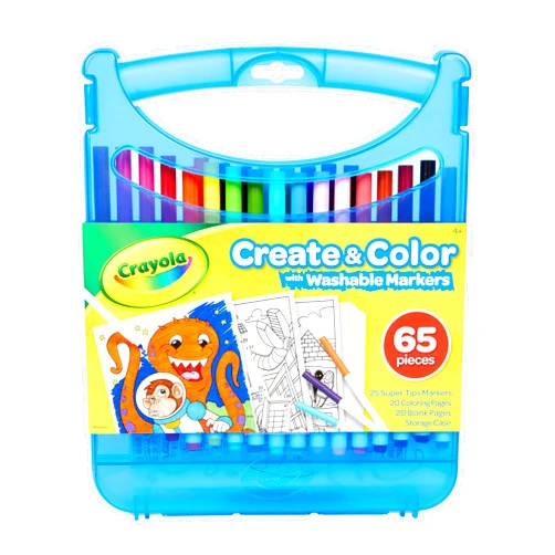 Crayola Super Tips Coloring Art Case with Coloring Pages, Kids Gift, 65+ Pieces, Packaging May Vary