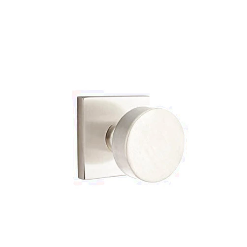 EMTEK Square Rosette Passage Set with Matching Finish Round Knob - Choice of 7 Finishes - 5110ROUUS15 - Satin Nickel (US15)