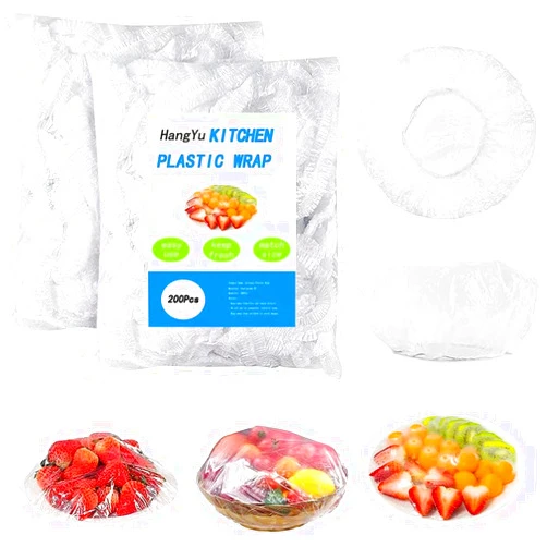 RQJLZ 100 pcs Reusable Bowl Covers - Food Cover Stretch Edging, Stretchable Plastic Wrap, Elastic Storage Wraps for Storage Containers