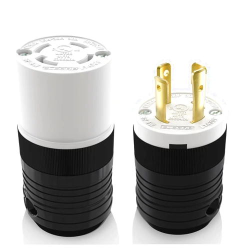 ELEGRP NEMA L14-30P & NEMA L14-30R Locking Plug and Connecctor, Generator Twist Lock Plug Adapter, 30 Amp 125/250V 3 Pole 4 Wire Grounding, Industrial Grade Heavy Duty, UL Listed (1 Set, Black/White)