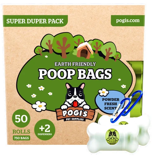 Pogi's Pet Supplies Poop Bags - 50 Rolls (750 Dog Poop Bags) +2 Dispensers - Leak-Proof, Earth-Friendly Poop Bags for Dogs