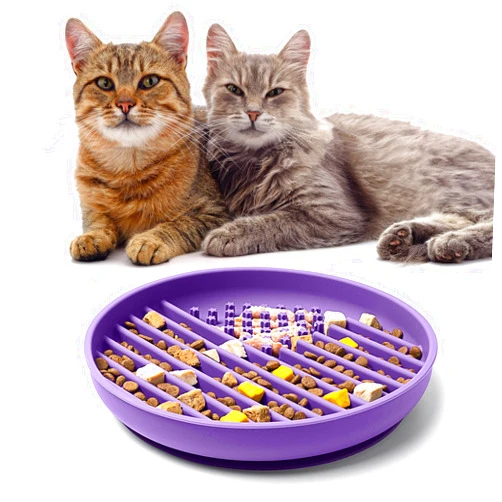 GOGODOGYA Slow Feeder Cat Bowl with Silicone Suction Cup Design Cat Puzzle Feeder Slows Down Cat Eating to Anti-Choking Cat Slow Feeder for All Breeds to Protect The Health of Cats Good Helper