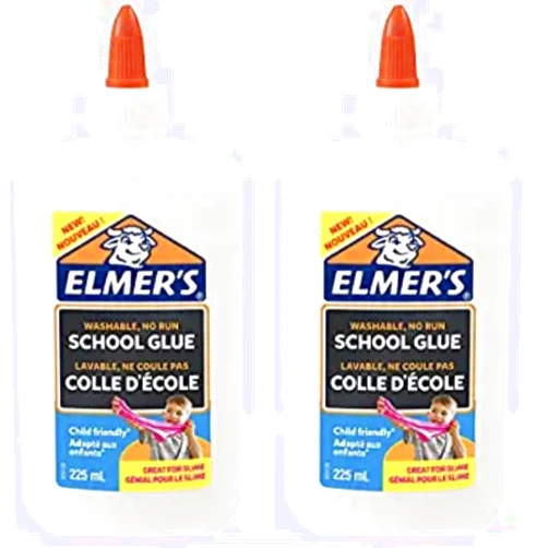 Elmer's White PVA Glue | 225 mL | Washable and Kid Friendly | Great for Making Slime and Crafting (2 Pack)