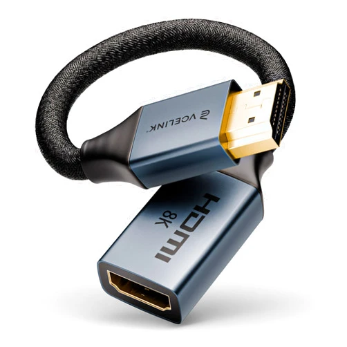 VCELINK 8K Short HDMI Extender Cable 0.6 FT Ideal for Tight Spaces, HDMI Extension Male to Female Adapter, Compatible with Roku TV Stick, HDTV, Game Console, Laptop, 1-Pack