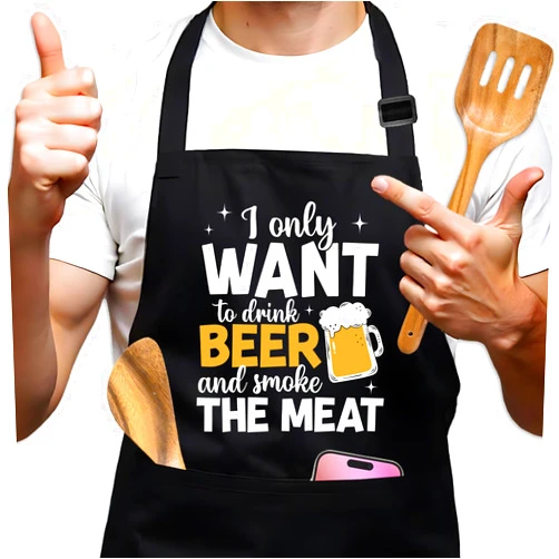 GOSJINNK Funny Aprons for Women Men, Adjustable Black Grilling Cooking Baking Apron with Pockets, Christmas Birthday Gifts