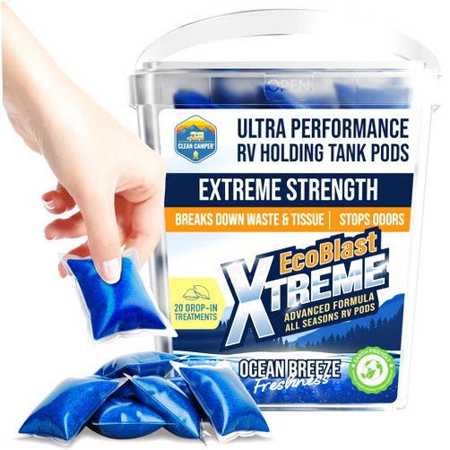Clean Camper Extreme Strength RV Holding Tank Pods Maximum Odor Control & Fast Waste Breakdown | Bio-Active Enzyme Formula | Sensor Safe, Septic-Safe, & Eco-Friendly | Easy Drop-In Pods
