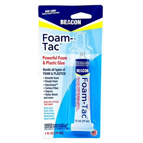 Beacon Adhesives Foam-Tac 33ml - Strong Foam Adhesive Glue - Heavy Duty Adhesive for Plastic & Foam Applications - Plastic Glue with Dry Crystal Clear Formula 10x20x2 cm