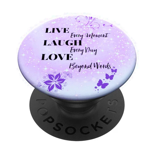 Cute Purple Butterfly & Flower Designs Phone Knobs Phone Pop Up Button Holder,Live Laugh Love Purple Butterfly PopSockets PopGrip: Swappable Grip for Phones & Tablets PopSockets Adhesive PopGrip