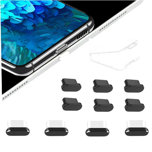 AUZOSL USB C Dust Plug Cover - 4 Stylish Aluminum + 6 Soft Silicone USB C Port Cover for iPhone 15, iPhone 15 Pro Max, iPad 10, iPad Air 5, iPad Mini 6, New iPad Pro, Samsung, Google and All Type C Devices