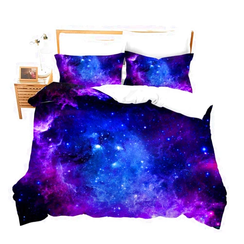 Feelyou Galaxy Duvet Cover Set Full Size for for Girls Boys Teens Kids Starry Sky Bedding Set Cosmos Comforter Cover with 2 Pillowcases Soft Microfiber Zipper Blue Purple Design 3 Pcs Lightweight