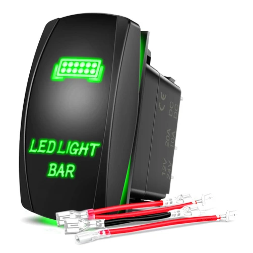 Nilight - NI-RS05 LED Light Bar Rocker Switch 5Pin Laser On/Off LED Light 20A/12V 10A/24V Switch Jumper Wires Set for Jeep Boat Trucks,2 Years Warranty