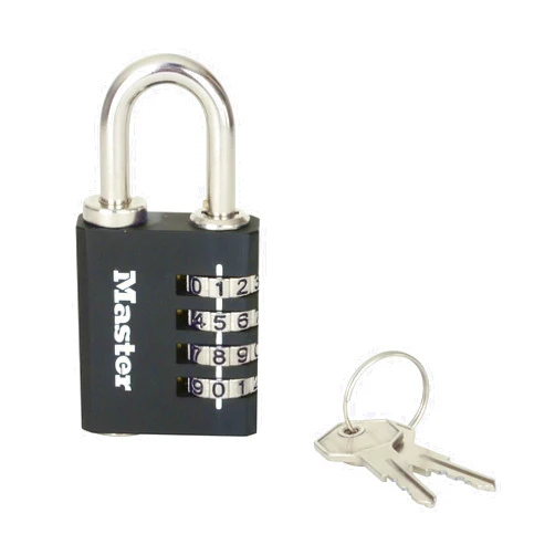 Master Lock Zinc 7641EURDBLK Indoor Combination Padlock with Override Key, 78 x 40 x 16 mm, Black