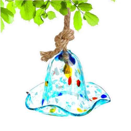 H&D HYALINE & DORA Bird Feeders for Outdoors Hanging Blown Glass Bird Feeder Gifts for Women Garden Backyard Decor Unique Gifts Idea for Mom Women Blue Spots