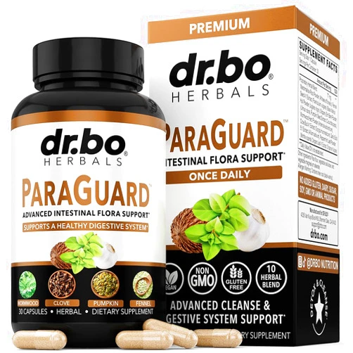 DR. BO ParaGuard Cleanse Detox Pills - Intestinal Guard Formula Supplement with Black Walnut Wormwood Clove & Oregano Pills - Adults Natural Herbal Intestine Body Gut Cleanser Adults Complete Kit 30 Capsules