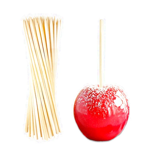 CrazyTerra Candy Apple Sticks (50 Pack), 8 Inch Caramel Apple Sticks Skewers 5 mm Natural Bamboo Candy Making Skewer for Carmel BBQ Cotton Candy Wood Semi Pointed Lollipop Sticks Barbecue Corn Dog Cake Pops