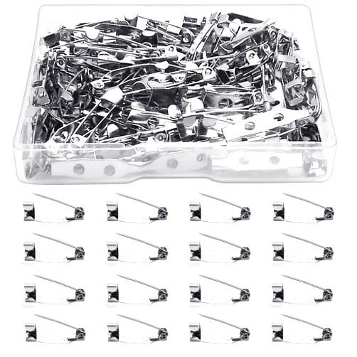 Tenalleys 100 Pcs Bar Pins Backs Safety Clasp, Locking Pins Silver Brooch Clasp Pins Bar Jewelry Pins for Badges DIY Craft Sewing Baby Shower Wedding Name Tags (20mm)
