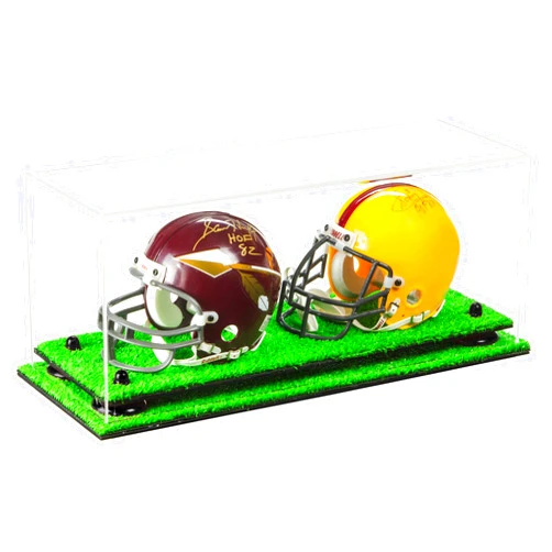 Better Display Cases Acrylic Double Mini - Miniature (not Full Size) Helmet or Mini Football with Mini Helmet Display Case (A019)