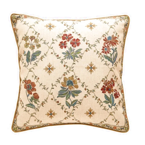 Patdrea Designer Throw Pillow Covers,Square Euro Retro Style Light Brown Linen with Floral Pattern Pillow Cover,Decorative Pillowcases Cushion for Bed Living Room Outdoor Car,18