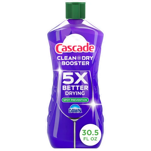 Cascade Rinse Aid Clean & Dry Booster Dishwasher Liquid, Gel & Detergent Pods for Sparkling Clean Dishes, Dishwasher Soap Tablets & Rinse Aid Dry Booster, 30.5oz