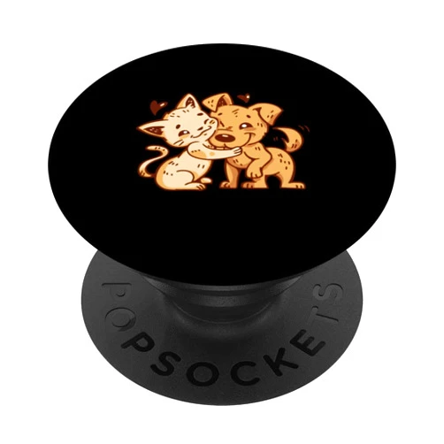 Bäume Meditieren, lustige Sprüche Cat hugging dog with hearts graphic for men women children PopSockets Swappable PopGrip