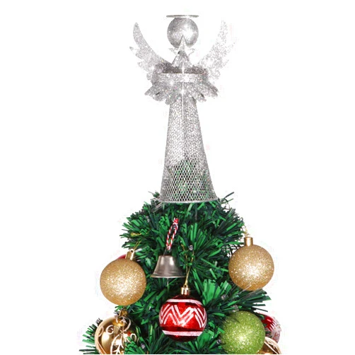 Amosfun Angel Christmas Tree Topper Silver Christmas Tree Top Decoration Coated Metal Angel Xmas Tree Topper Ornaments for Holiday Home Office Shopping Mall Decor