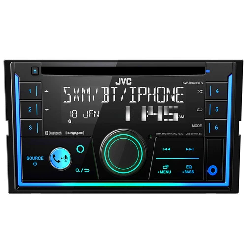 JVC KW-R940BTS Bluetooth Car Stereo Receiver with USB Port – LCD Display - AM/FM Radio - MP3 Player - Double DIN – 13-Band EQ (Black)