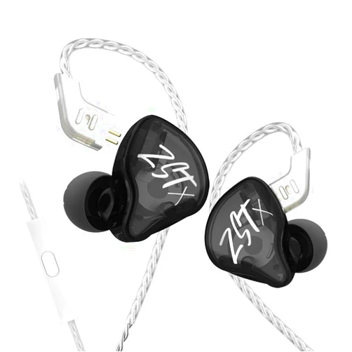 Kinboofi KZ ZSTX in Ear Monitor Headphone, 1BA 1DD HiFi Wired Earphone with Hybrid Driver High Fidelity Sound IEM Earphone Headset with Detachable Cable (Black, with Microphone)…