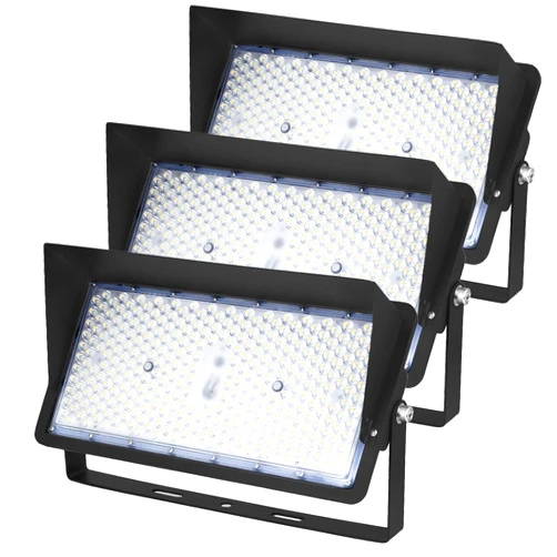SEURON 3Pack LED Stadium Flood Light Outdoor 300W, 39000LM 1500W Equivalent Flood Light, 4000K Heavy-Duty Outside Spotlight, IP66 Waterproof Commercial Arena Lighting for Yard, Sport Fields Court