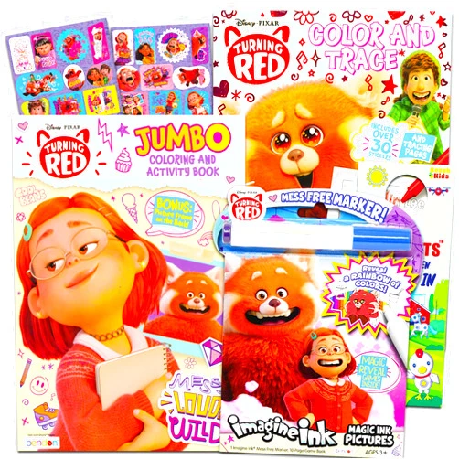 Classic Disney Disney Turning Red Coloring Book Set for Kids - Bundle with 3 Turning Red Coloring Books Including Mess-Free Coloring, Tracing Pages, and More (Disney Activity Books).