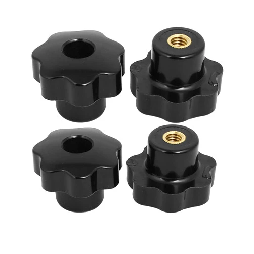 Aexit M8x39mm Plastic Knobs & Hand Wheels Head Female Thread Screw On Type Clamping Knobs Grips Star Knobs Black 4pcs