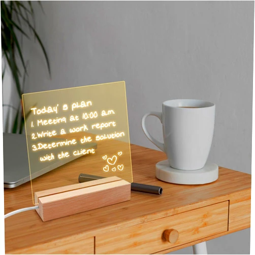 Liberal Brightdeer LED Note Board, Acrylic Dry Erase Board with Light, Light up Dry Erase Board with Stand as a Glow Memo LED Letter Message Board Note Led Board White Board. (7“*6”)