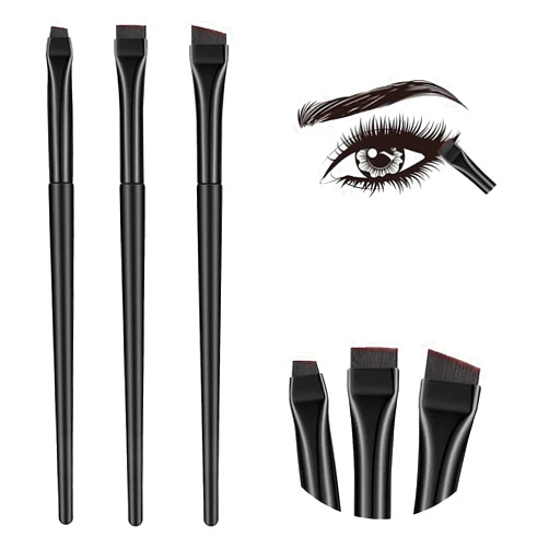 ZZLBZN 3Pcs Eyeliner Brush Kit, Professional Eyebrow Brush Flat & Fine Angled Eyeliner Brush Slanted Angled Brow Brush, Eye Makeup Brushes & Tools for Eyeshadow Cosmetics Shaping Eyebrows