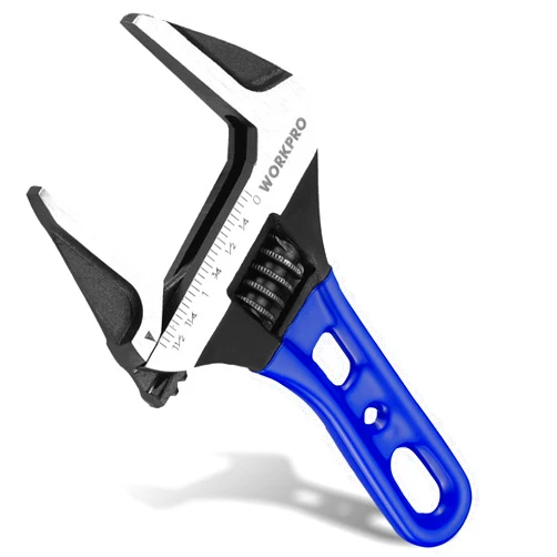 WORKPRO 6-Inch Stubby Adjustable Wrench, 1.5-Inch Extra Wide Jaw Opening Wrench, Metric/SAE Scales, Cr-V Steel, Ideal for Work in Confined Spaces