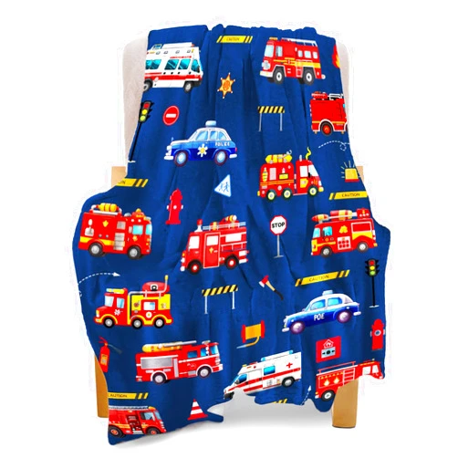 BOOPBEEP Fire Truck Blanket for Boys Girls, Kids Toddler Blanket for Daycare Nap Soft Fleece Plush Blanket for Teens Birthday Blanket 40x50