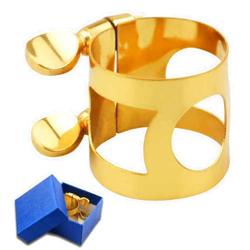 Kiouposy Alto Sax Mouthpiece Ligature Double Screws Saxophone Gold Ligature Fastener
